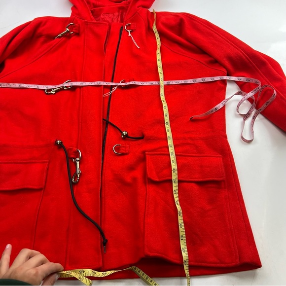 1970s vintage women’s red hooded wool duffle coat M L L84-2 - Picture 4 of 6
